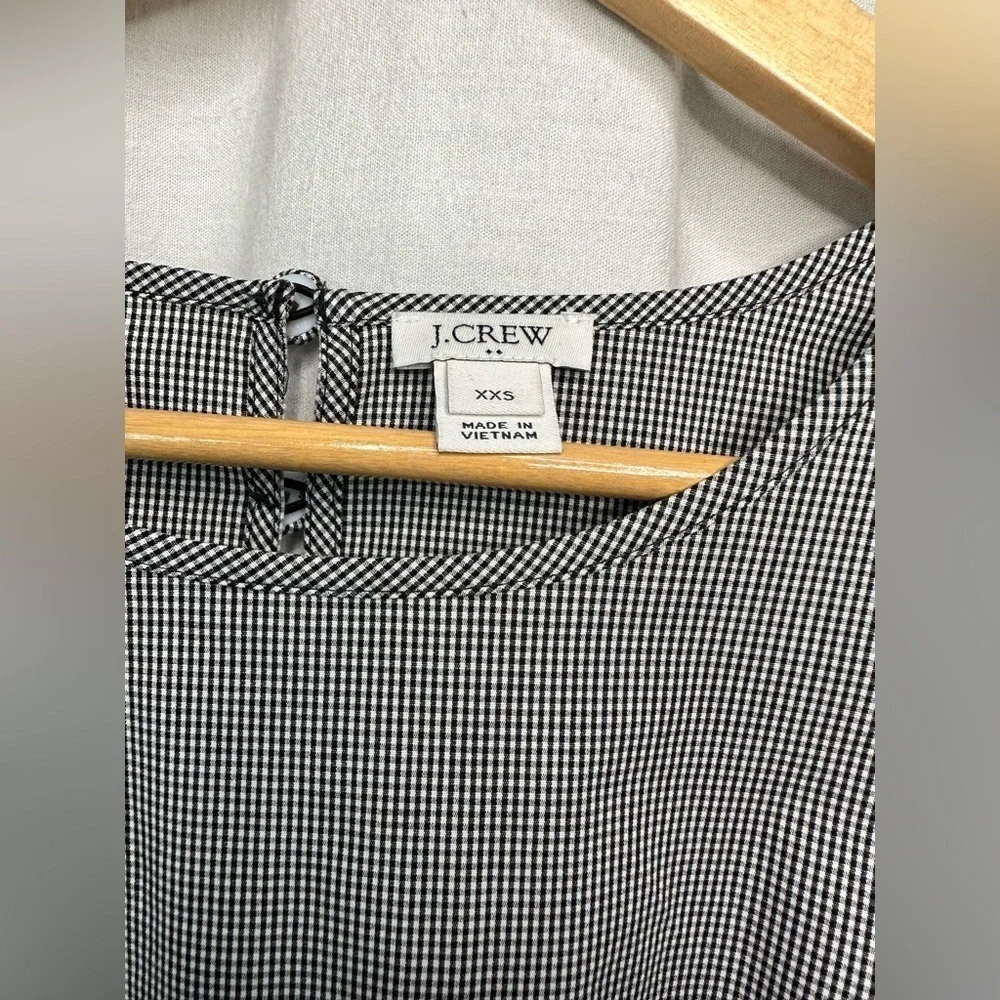 1. J Crew XXS Gingham plaid 3/4 bell flare sleeves slits bow keyhole in back - Picture 12 of 14